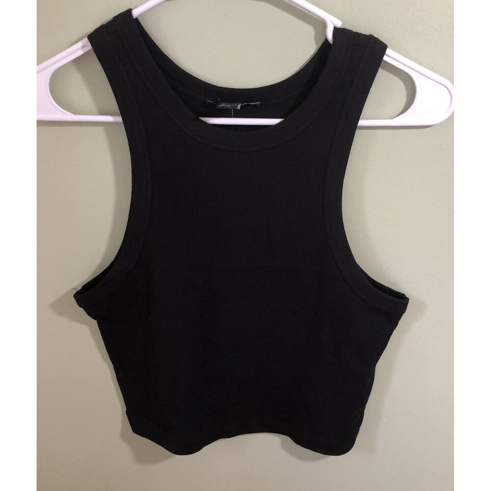 Forever 21 Juniors Knit Crop Top Sleeveless Black Size Large